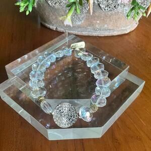 Erimish Multi Iridescent Bracelet with Pave Crystal charm